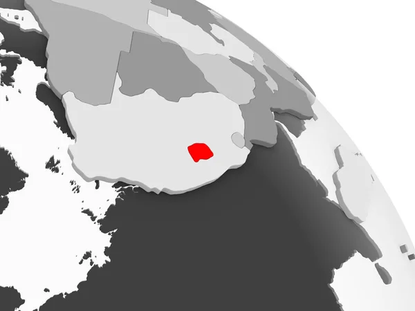 Činí Lesotha Červené Barvě Šedém Politické Globe Transparentní Oceány Obrázek — Stock fotografie
