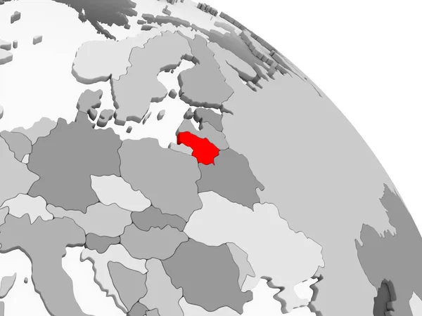 Render Litwy Kolorze Czerwonym Szary Globus Polityczny Przezroczystym Oceanów Ilustracja — Zdjęcie stockowe