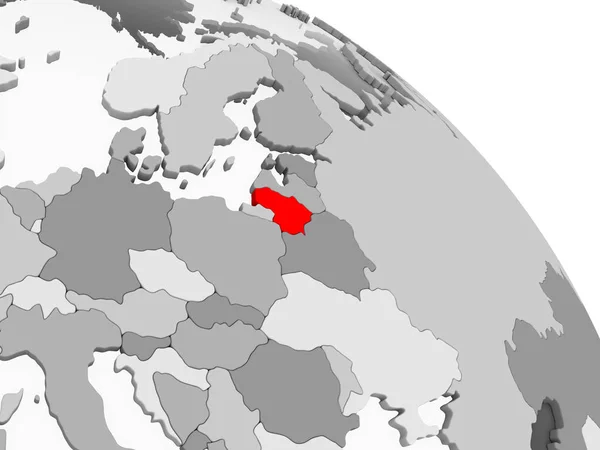 Рендеринг Литвы Красном Сером Политическом Глобусе Прозрачными Океанами Иллюстрация — стоковое фото