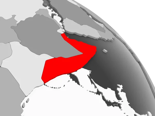 Render Somalii Kolorze Czerwonym Szary Globus Polityczny Przezroczystym Oceanów Ilustracja — Zdjęcie stockowe