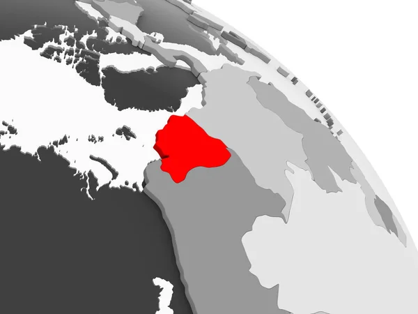 Render Ecuador Red Grey Political Globe Transparent Oceans Illustration — Stock Photo, Image
