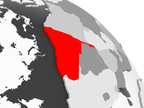 Render Namibia Red Grey Political Globe Transparent Oceans Illustration — Stock Photo, Image