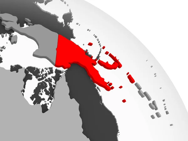 Render Papua Nya Guinea Rött Grå Politiska Jordglob Med Öppet — Stockfoto