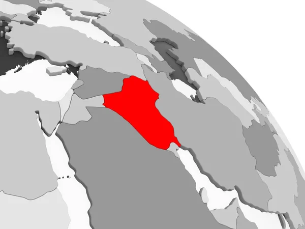 Kırmızı Şeffaf Okyanuslar Ile Gri Siyasi Dünya Üzerinde Render Irak — Stok fotoğraf