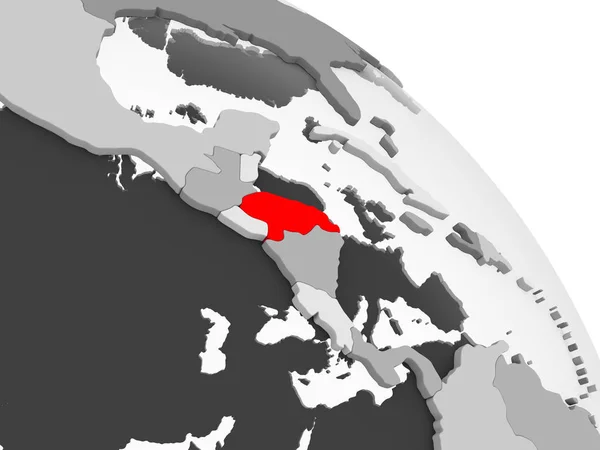 Render Honduras Rött Grå Politiska Jordglob Med Öppet Hav Illustration — Stockfoto