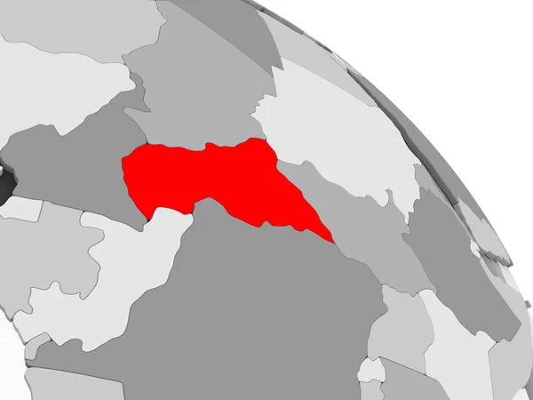 Orta Afrika Render Kırmızı Şeffaf Okyanuslar Ile Gri Siyasi Dünya — Stok fotoğraf