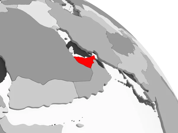 Representación Los Emiratos Árabes Unidos Rojo Sobre Globo Político Gris —  Fotos de Stock