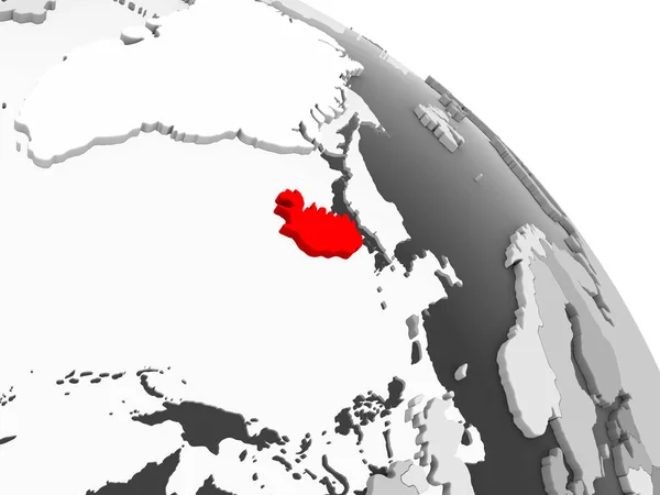 Візуалізації Ісландії Червоний Колір Сірий Політичних Глобусом Допомогою Прозорих Океанів — стокове фото
