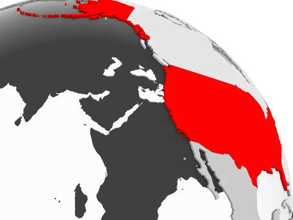 Render Usa Ban Piros Szürke Politikai Földgömb Átlátható Óceánok Illusztráció — Stock Fotó