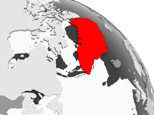 Render Van Groenland Het Rood Grijs Politieke Wereldbol Met Transparante — Stockfoto