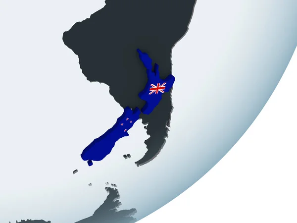 Новая Зеландия Политическом Глобусе Встроенным Флагом Иллюстрация — стоковое фото