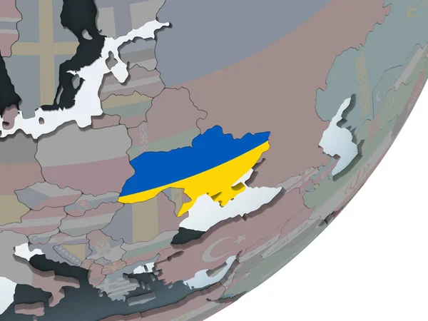 України Про Політичну Глобусом Допомогою Вбудованих Прапор Ілюстрація — стокове фото