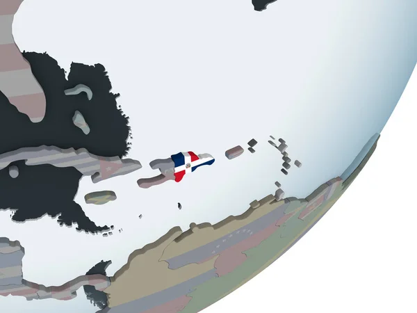 Доминиканская Республика Политическом Глобусе Встроенным Флагом Иллюстрация — стоковое фото