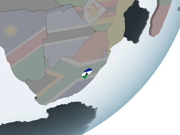 Lesotho Sul Globo Politico Con Bandiera Incorporata Illustrazione — Foto Stock