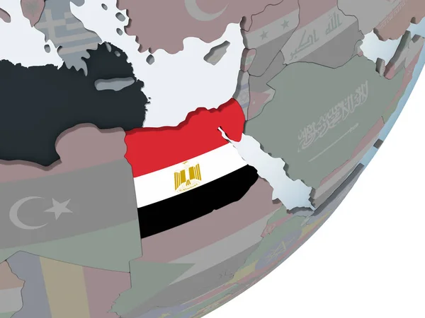 Egitto Sul Globo Politico Con Bandiera Incorporata Illustrazione — Foto Stock