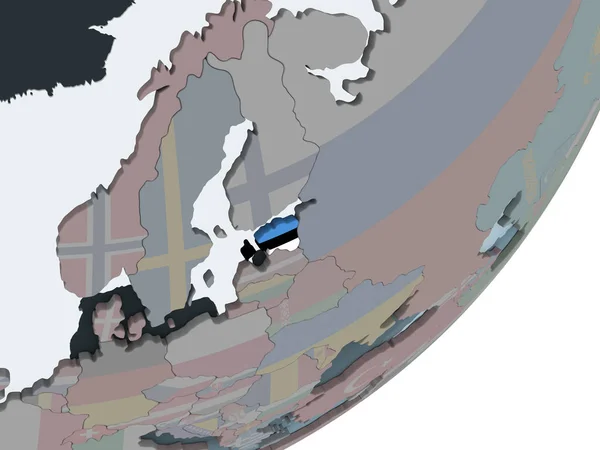 Эстония Политическом Глобусе Встроенным Флагом Иллюстрация — стоковое фото