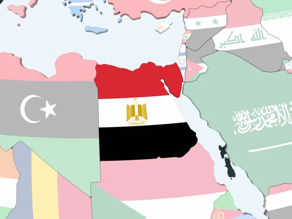 Egypt Jasné Politické Globe Vloženými Vlajky Obrázek — Stock fotografie