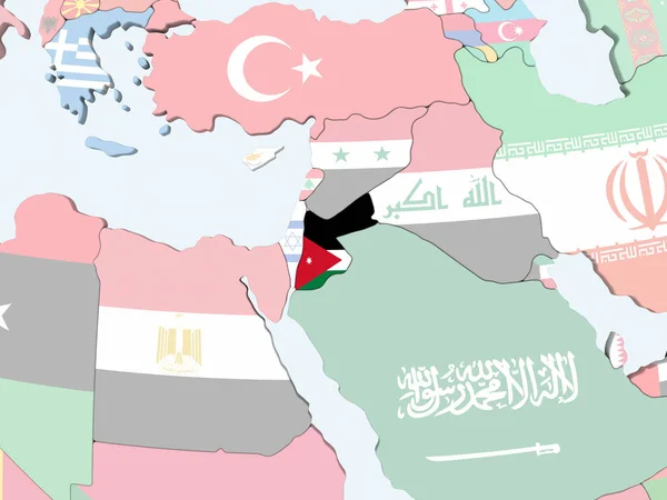 Ιορδανια Σχετικά Έντονο Πολιτικό Κόσμο Ενσωματωμένο Σημαία Απεικόνιση — Φωτογραφία Αρχείου