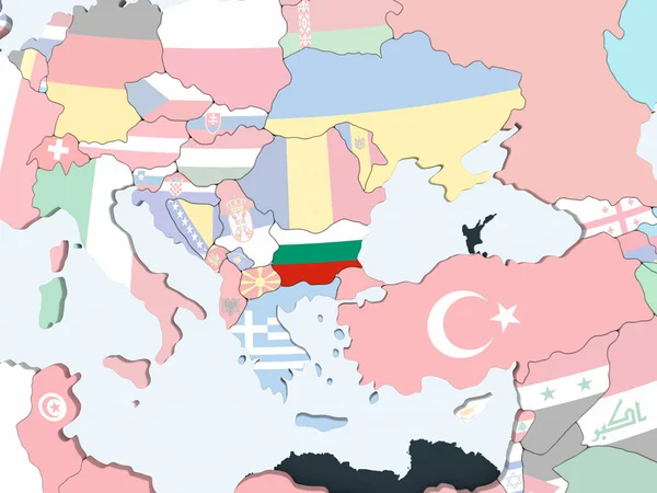 Bulgarije Heldere Politieke Wereldbol Met Ingesloten Vlag Illustratie — Stockfoto