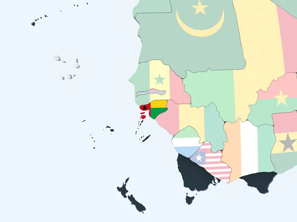 Guinee Bissau Heldere Politieke Wereldbol Met Ingesloten Vlag Illustratie — Stockfoto
