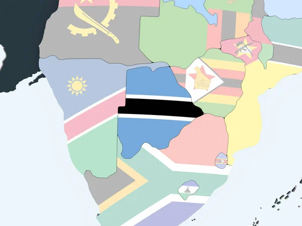 Botswana Jasné Politické Globe Vloženými Vlajky Obrázek — Stock fotografie