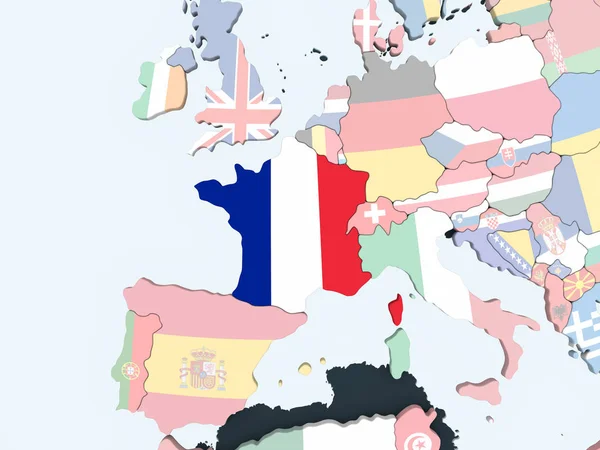 France Sur Globe Politique Lumineux Avec Drapeau Intégré Illustration — Photo