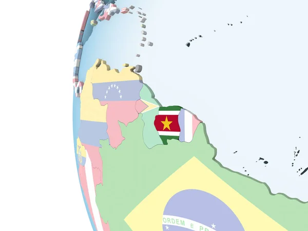 Σουρινάμ Έντονο Πολιτικό Πλανήτη Ενσωματωμένο Σημαία Απεικόνιση — Φωτογραφία Αρχείου