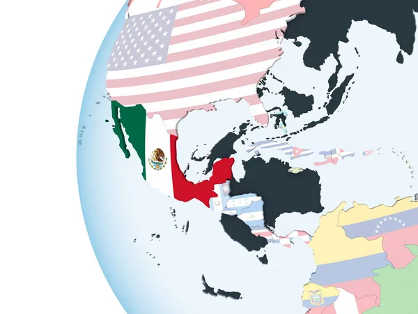 Mexikó Világos Politikai Világ Beágyazott Zászló Illusztráció — Stock Fotó