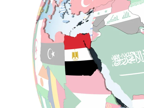 Egitto Luminoso Globo Politico Con Bandiera Incorporata Illustrazione — Foto Stock