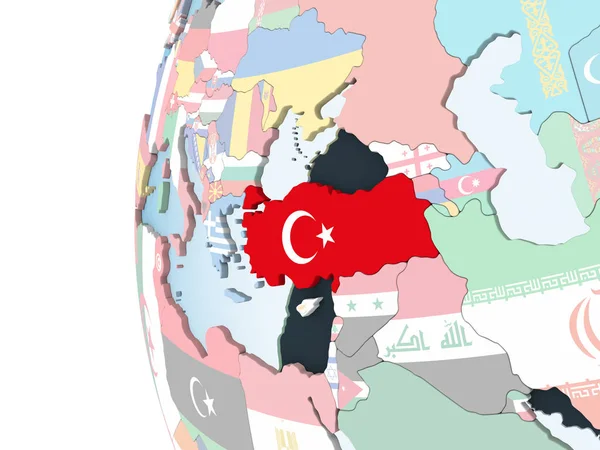 埋め込みフラグと明るい政治世界のトルコ イラストレーション — ストック写真