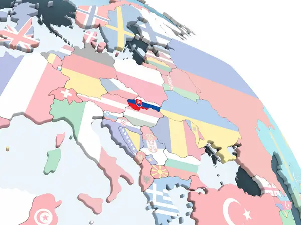 Slowakei Auf Hellem Politischen Globus Mit Eingebetteter Flagge Illustration — Stockfoto