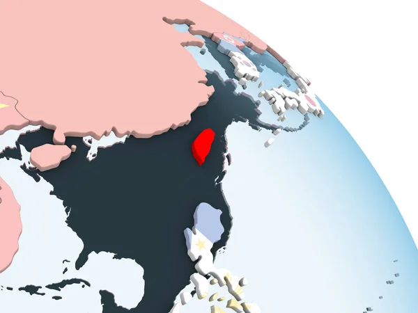 Тайванський Світлі Політичної Глобусом Допомогою Вбудованих Прапор Ілюстрація — стокове фото