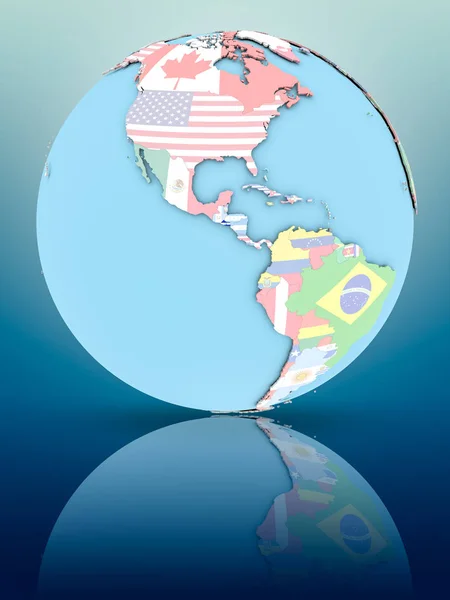 Salvador Auf Politischem Globus Mit Nationalflaggen Auf Reflektierender Oberfläche Illustration — Stockfoto