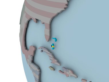 Bahamalar siyasi dünya üzerinde katıştırılmış bayrak ile. 3D çizim.