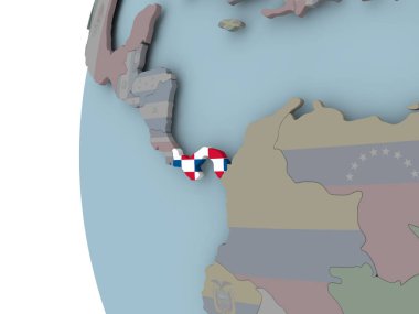 Panama siyasi dünya üzerinde katıştırılmış bayrak ile. 3D çizim.