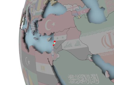 Lübnan siyasi dünya üzerinde katıştırılmış bayrak ile. 3D çizim.