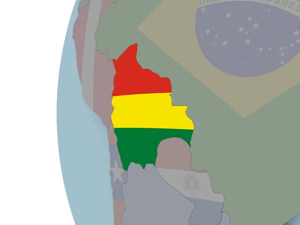 Bolivia Met Ingesloten Vlag Politieke Wereld Illustratie — Stockfoto