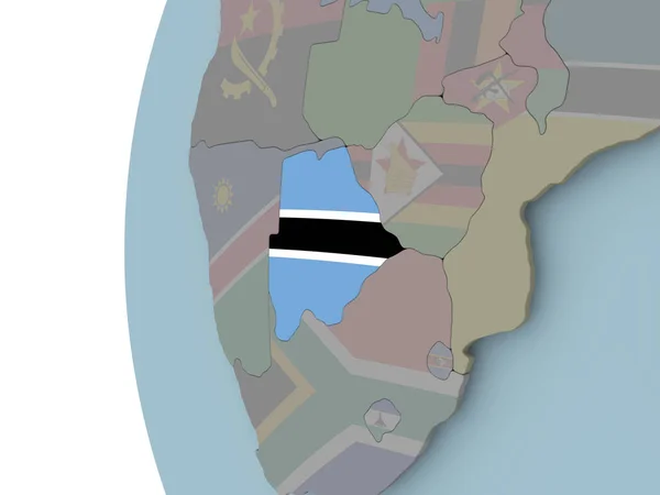 Botsuana Mit Eingebetteter Flagge Auf Politischem Globus Illustration — Stockfoto