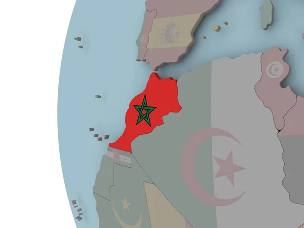 Morocco Embedded Flag Political Globe Illustration — Stock Photo, Image