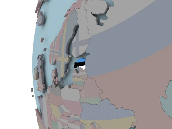 Estland Mit Eingebetteter Flagge Auf Politischem Globus Illustration — Stockfoto