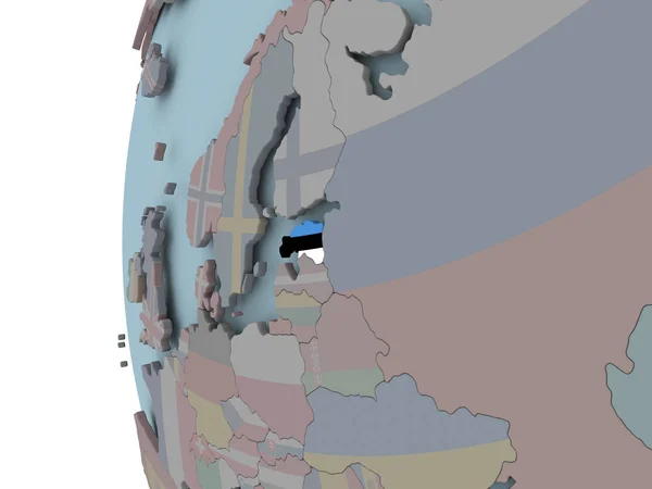 Эстония Встроенным Флагом Политическом Шаре Иллюстрация — стоковое фото