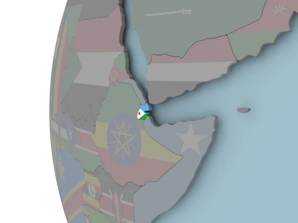 Djibouti Embedded Flag Political Globe Illustration — Stock Photo, Image