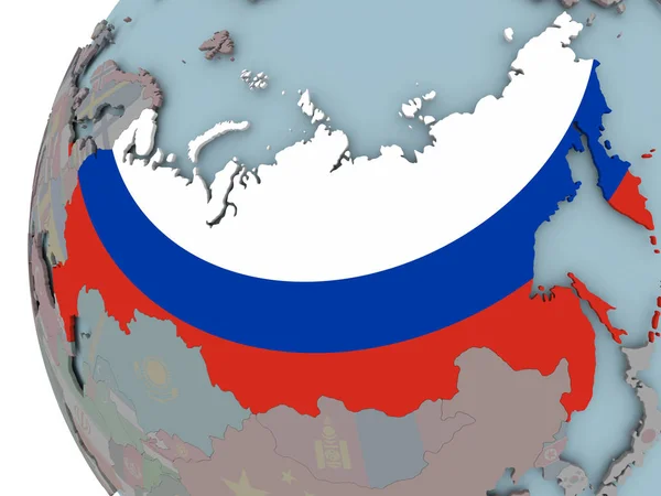 Ryssland Med Inbäddade Flagga Politiska Jordglob Illustration — Stockfoto