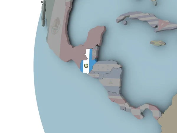 Guatemala Vloženými Vlajky Politické Globe Obrázek — Stock fotografie