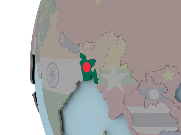 Bangladesh Met Ingesloten Vlag Politieke Wereld Illustratie — Stockfoto