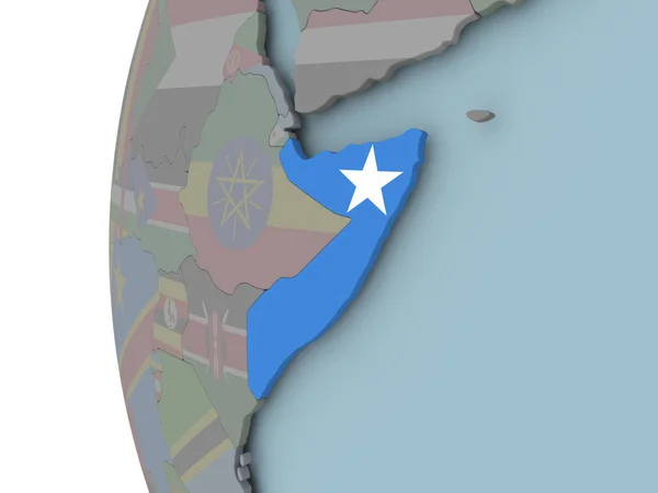Somalia Flagą Osadzone Globus Polityczny Ilustracja — Zdjęcie stockowe