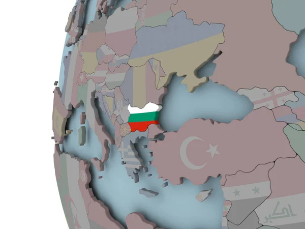 Bulgaria Con Bandiera Incorporata Sul Globo Politico Illustrazione — Foto Stock
