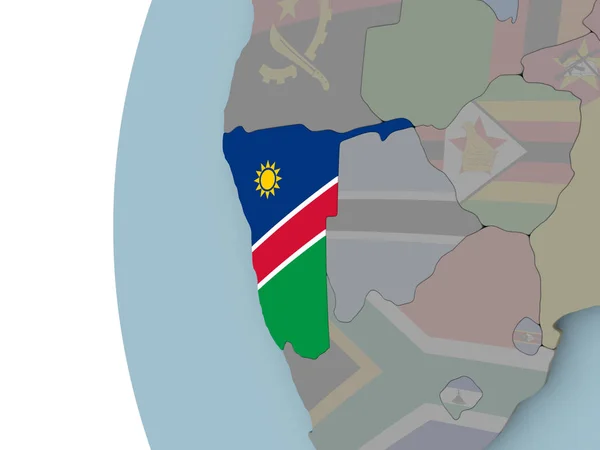 Namíbia Com Bandeira Embutida Globo Político Ilustração — Fotografia de Stock