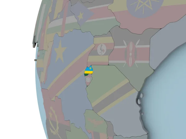 Руанда Флагом Политическом Глобусе Иллюстрация — стоковое фото