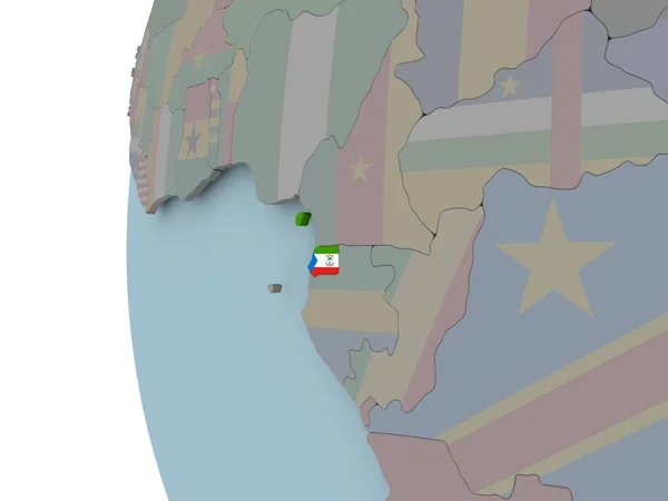 Guiné Equatorial Com Bandeira Embutida Globo Político Ilustração — Fotografia de Stock